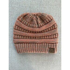 C.C Two-Tone Knit Beanie Hat Warm Stretchy Winter Accessory For Adults